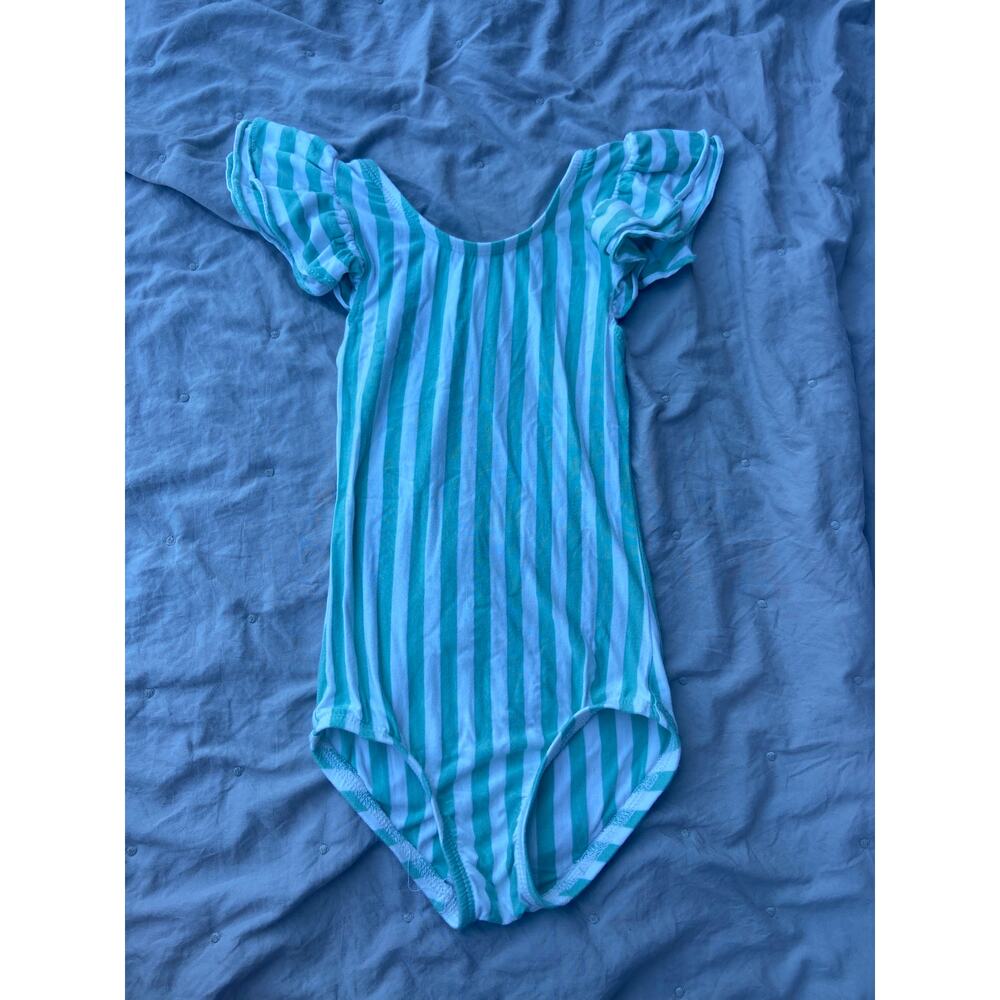 EUC This tribe of Three striped mint leotard size 2T